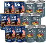 Brit Brit Premium by Nature Sertéshús légcsővel 6x400g + Wild Farm Superfood Marhahús 6x400g