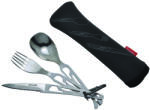 Baladeo ECO112 Basecamp utazási evőeszköz rozsdamentes acél, neoprén tok fekete