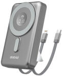 Dudao K29 10000mAh PD 20W MagSafe Power Bank fém tokkal, állvánnyal és beépített USB-C/Lightning kábelekkel - szürke - dellaprint