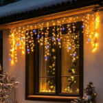 Somogyi Elektronic KKF300D5 m LED-es Sziporkázó Jégcsap Fényfüggöny, Kültéri, 300 db Dot LED Melegfehérek Között Villogó Hidegfehérek