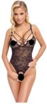 Cottelli Collection - átlátszó, nyitott csipke body (fekete) (26444361021)