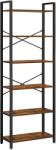 VASAGLE 6 szintes könyvespolc tároló polc acélkerettel 66 x 30 x 186 cm , rusztikus barna (LLS062B01V1)