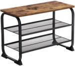 VASAGLE Cipőtartó, cipőpad 2 hálós polccal, 66x30x45 cm, rusztikus barna (LMR32BX)