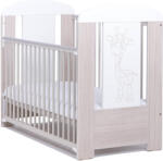 DREWEX kiságy Zsiráf leengedhető oldal Tölgy/Fehér 60*120cm