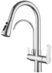 Getwell Stork 2 karos, 3 utas, Kihúzható Zuhanyfejes Konyhai Csap Víztisztítókhoz Rozsdamentes Acél színben (GW211SS)