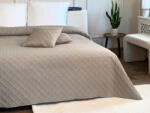  3 részes ágytakaró szett díszpárna huzattal - 220x240 cm + 2 db 40x40 cm / bézs rombusz mintás