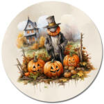  Nyomtatott fa tábla koszorú közép - Madárijesztő tökökkel 11, 8 - papelito