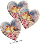  Nyomtatott dekorkarton - Szív táblák 3db/cs Madárkák virágon