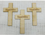  Natúr fa - Kereszt "Nyugodj békében" 10cm 3db/csomag - papelito