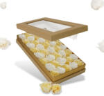  Prémium szappanrózsa szelence átlátszó tetejű natúr dobozban-krém és fehér rózsával - papelito