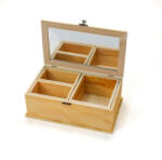  Fa ékszertartó doboz, rekeszes, tükörrel 16*26*9, 5cm 9183