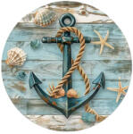  Nyomtatott fa tábla koszorú közép - Tengeres vasmacska 11, 8cm - papelito