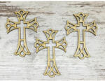 Natúr fa - Kereszt díszes 10cm 3db/csomag - papelito