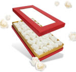  Prémium szappanrózsa szelence átlátszó tetejű piros dobozban - fehér rózsával - papelito