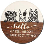  Nyomtatott fa tábla koszorú közép - Hello nem kell kopogni 11, 8cm - papelito