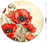  Nyomtatott fa tábla koszorú közép - Pipacsos 11, 8cm - papelito