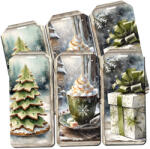  Nyomtatott dekorkarton - Karácsonyi ajándékkísérő zöld biléták 6db/cs 2753