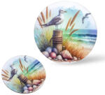  Nyomtatott fa koszorú közép - Tengerpart 11, 8cm - papelito