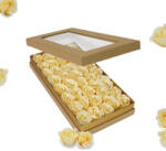  Prémium szappanrózsa szelence átlátszó tetejű natúr dobozban - krém rózsával - papelito