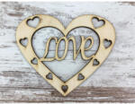  Natúr fa - Szív love felirattal 10cm - koszorúhoz és asztaldíszhez