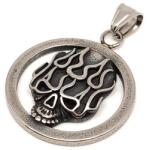R. M. ékszer Medál acél koponya kerek 3, 5cm (000280)