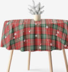 Goldea kör alakú teflonos terítő - piros kockás hópelyhekkel Ø 150 cm