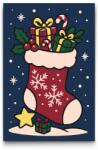  Festés számok szerint - Karácsonyi zokni Méret: 20x30cm, Keretezés: Keret nélkül (csak a vászon)