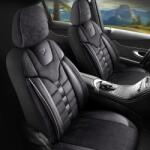 Panda Set Huse Scaune Auto pentru Dacia Solenza - Panda Toronto, tip Alcantara, cu fermoare pentru bancheta rabatabila, negru, 11 piese
