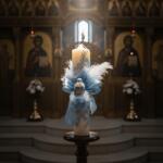 Ie Traditionala Lumanare Botez Voal Ingeras - bleu