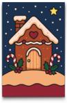  Festés számok szerint - Karácsonyi mézeskalács házikó Méret: 20x30cm, Keretezés: Keret nélkül (csak a vászon)