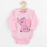 NEW BABY Bebelu? cu mânecă lungă pentru bebelu? i Body cu mânecă lungă New Baby Happy Elephant pink, mărime 74 (6-9lr)