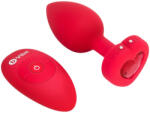 b-Vibe heart - akkus, rádiós távirányítós anál vibrátor (piros)