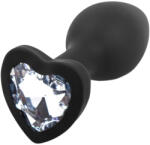 Sunfo - szilikon anál plug szív alakú kővel (fekete-fehér) - velvetplay
