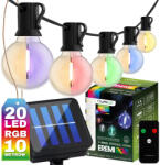 Lumileds Napelemes kerti girland 20 db LED dekoratív izzó G50 10, 6 m 3000 K RGB + EREMI LUMILED távirányító