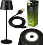  LED kerti lámpa, álló, dekoratív, asztali, éjszakai, USB, szabályozható, érintős, fekete, FIORA LUMILED