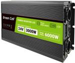 Green Cell Przetwornica napicia PowerInverter LCD 24 V 3000W/60000W Przetwornica samochodowa z wywietlaczem - czysty sinus захранващ адаптор и инвертор Автоматичен Черен (INVGC24P3000LCD)