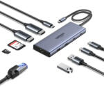 UGREEN USB-C Hub UGREEN CM639 (45380) adapter, 2 x USB-A 3.2 - 3 x USB-C - 2 x HDMI - 1 x RJ45 - 1 x SD - 1 x microSD, Szürke