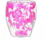 ECARLA Üvegpohár, dupla falú, szárított virágok, rózsaszín hortenzia, 250 ml (GDECLSZK90)