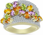  Arannyal Bevont Ezüst Gyűrű Szivárvány Zafírral és Fehér Topázzal, Y61979/59