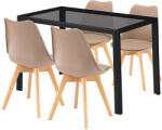  Treva 4+1 étkező garnitúra fekete-bézs