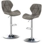 Quasar & Co 2 db bárszék készlet, Quasar & Co. ®, állítható magasságú, 360°-os forgató rendszer, csúszásmentes láb, króm talp, fix fém lábtámasz, kagylós ülés, ökológiai bőr, szürke