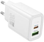 hoco. N63 hálózati töltő USB+Type-C aljzat 30W, PD gyorstöltő 3.0, FEHÉR N63_W (N63_W)
