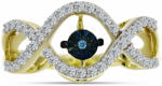  Arannyal Bevont Ezüst Gyűrű Kék Táncoló Gyémánttal és Fehér Topázzal, Y61221/54