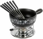 Kuhn Rikon 6 személyes fondü szett, Swiss, 2, 6 literes, Ø 23 cm, kivehető kézzel készített kerámia tál, rozsdamentes acél talp, 6 fondü villa, minden hőforrással kompatibilis tál, tüzelőanyag