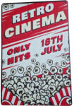 Ezone Vintage Dekor Fémtábla, 'RETRO CINEMA' felirat, retro hangulatú kialakítás, 20x30cm