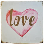 Ezone Vintage Dekor Fémtábla, 'LOVE' felirat, retro hangulatú kialakítás, 30x30cm