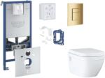 GROHE Rapid SLX - Készlet fali beépítéshez, WC ülőke, SoftClose ülőke, Skate Cosmopolitan gombok és bedobható tabletta készlet, Cool Sunrise SANI11BB4148 (SANI11BB4148)