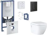 GROHE Rapid SLX - Készlet fali beépítéshez, WC ülőke, SoftClose ülőke, Even gomb és bedobható tabletta készlet, phantom fekete SANI11BB5129 (SANI11BB5129)