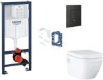 GROHE Rapid SL - Készlet fali beépítéshez, WC ülőke, SoftClose ülőke, Even gomb és bedobható tabletta készlet, phantom fekete SANI11BB5137 (SANI11BB5137)