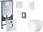GROHE Rapid SLX - Készlet fali beépítéshez, WC, SoftClose ülőke, Arena Cosmopolitan gombok és bedobható tabletta készlet, alpesi fehér SANI11BB3140 (SANI11BB3140)